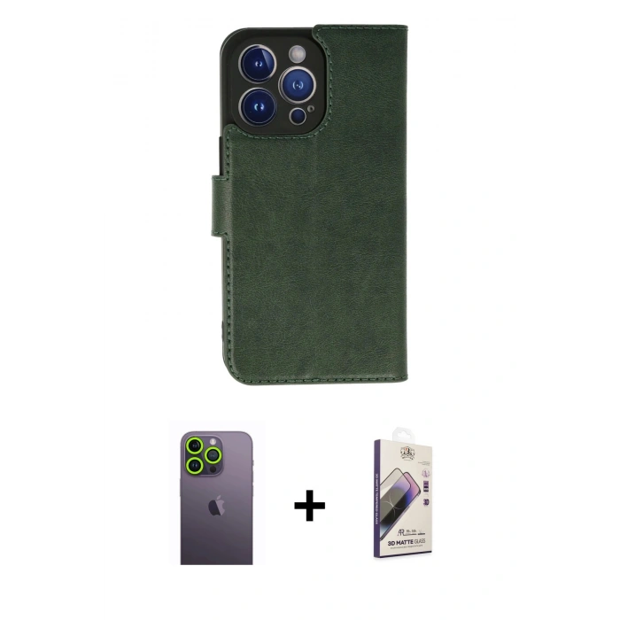 MARSİLYAN™- iPhone 13 Pro Max Kılıf Siluet Işık Serisi - Siyah Bilvis 3D Mat Cam Ekran Koruyucu + Neon Fosforlu Kamera Lens - YL