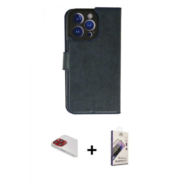 MARSİLYAN™- iPhone 13 Pro Max Kılıf Siluet Işık Serisi - Siyah Bilvis 3D Mat Cam Ekran Koruyucu + Pers Alüminyum Kamera Lens - KI