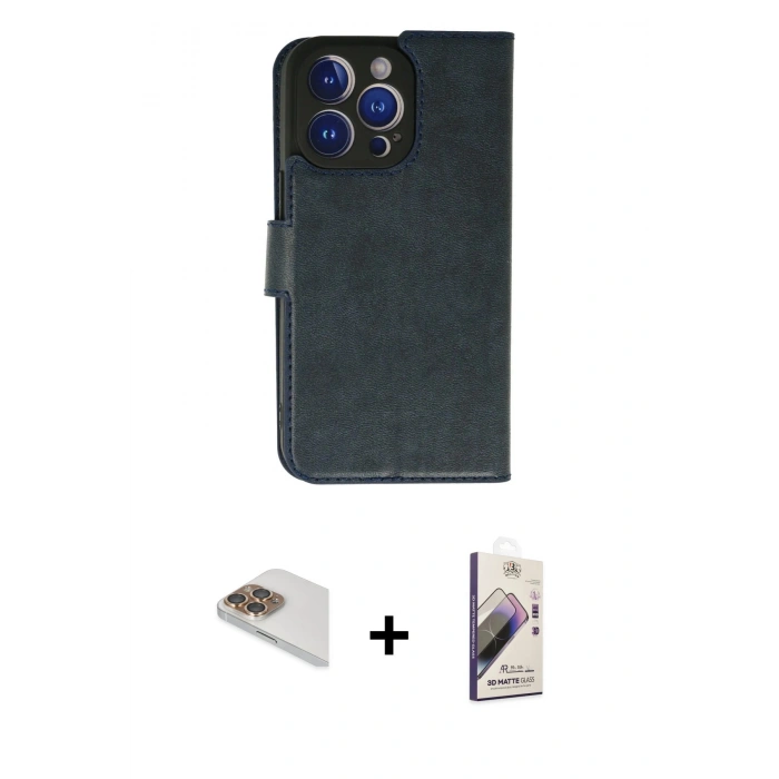 MARSİLYAN™- iPhone 13 Pro Max Kılıf Siluet Işık Serisi - Siyah Bilvis 3D Mat Cam Ekran Koruyucu + Pers Alüminyum Kamera Lens - GD