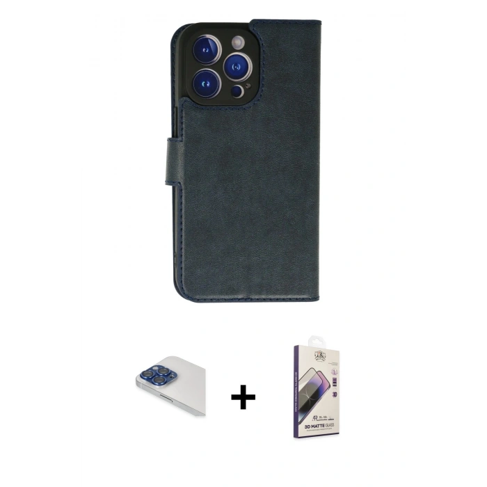 MARSİLYAN™- iPhone 13 Pro Max Kılıf Siluet Işık Serisi - Siyah Bilvis 3D Mat Cam Ekran Koruyucu + Pers Alüminyum Kamera Lens - LT