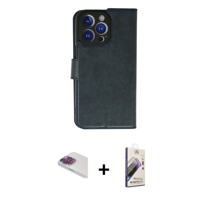 MARSİLYAN™- iPhone 13 Pro Max Kılıf Siluet Işık Serisi - Siyah Bilvis 3D Mat Cam Ekran Koruyucu + Pers Alüminyum Kamera Lens - GI