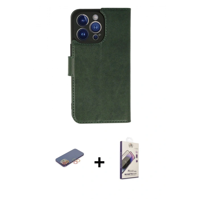 MARSİLYAN™- iPhone 13 Pro Max Kılıf Siluet Işık Serisi - Siyah Bilvis 3D Mat Cam Ekran Koruyucu + Renkli Kamera Lens Koruma Cam - TU