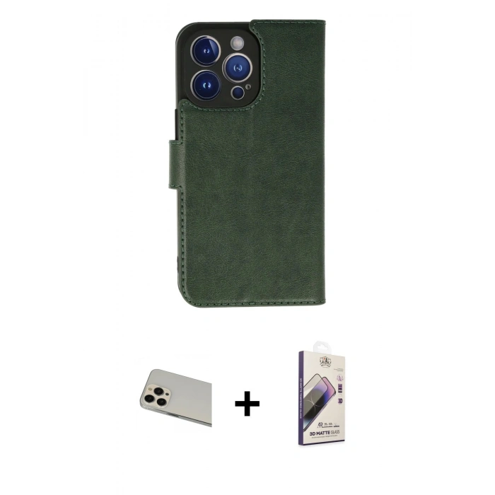 MARSİLYAN™- iPhone 13 Pro Max Kılıf Siluet Işık Serisi - Siyah Bilvis 3D Mat Cam Ekran Koruyucu + Rose Gold Rainbow Kamera Lens Koruma Cam