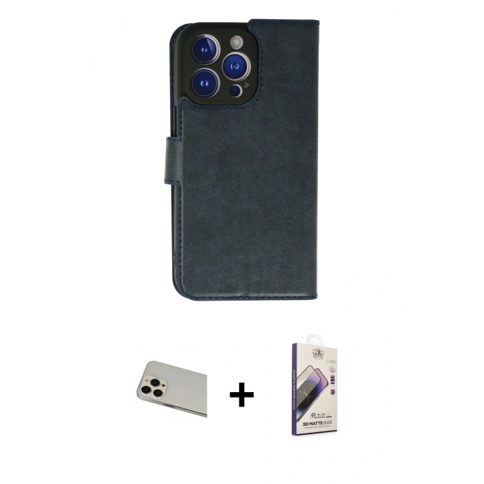 MARSİLYAN™- iPhone 13 Pro Max Kılıf Siluet Işık Serisi - Siyah Bilvis 3D Mat Cam Ekran Koruyucu + Rose Gold Rainbow Kamera Lens Koruma Cam