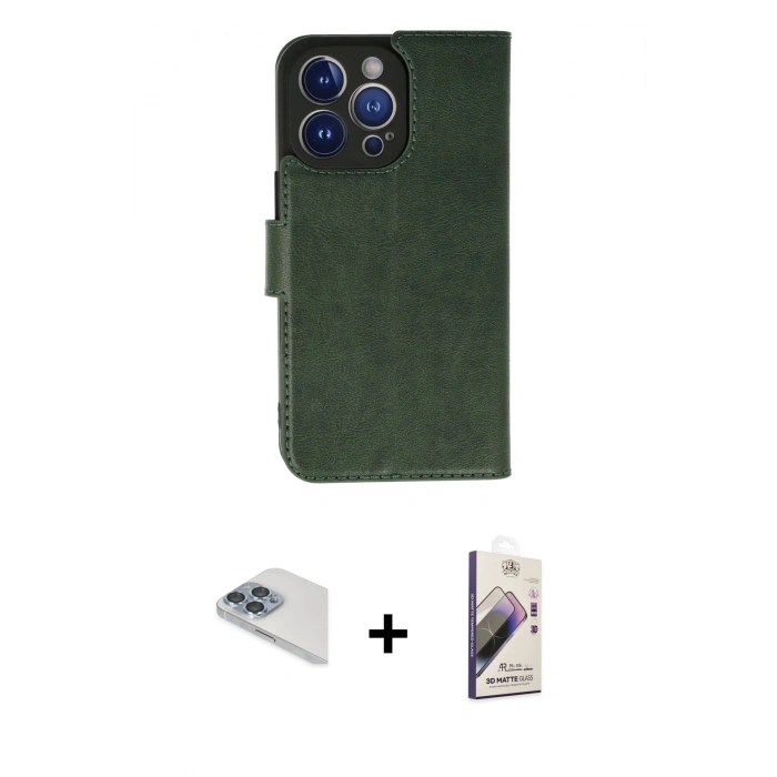 MARSİLYAN™- iPhone 13 Pro Max Kılıf Siluet Işık Serisi - Siyah Bilvis 3D Mat Cam Ekran Koruyucu + Pers Alüminyum Kamera Lens - SABE