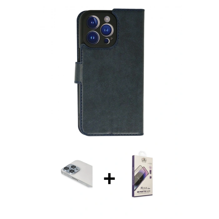 MARSİLYAN™- iPhone 13 Pro Max Kılıf Siluet Işık Serisi - Siyah Bilvis 3D Mat Cam Ekran Koruyucu + Pers Alüminyum Kamera Lens - SABE