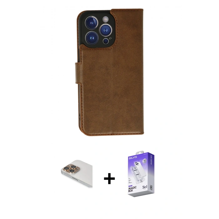 MARSİLYAN™- iPhone 13 Pro Max Kılıf Siluet Işık Serisi - Siyah Bilvis 5in1 3D Magic Cam Ekran Koruyucu + Pers Alüminyum Kamera Lens - GD