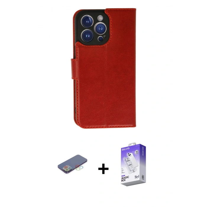MARSİLYAN™- iPhone 13 Pro Max Kılıf Siluet Işık Serisi - Siyah Bilvis 5in1 3D Magic Cam Ekran Koruyucu + Renkli Kamera Lens Koruma Cam - MI