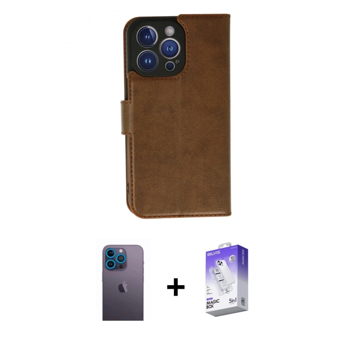 MARSİLYAN™- iPhone 13 Pro Max Kılıf Siluet Işık Serisi - Siyah Bilvis 5in1 3D Magic Cam Ekran Koruyucu + Neon Fosforlu Kamera Lens - MI