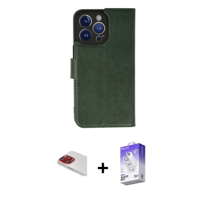 MARSİLYAN™- iPhone 13 Pro Max Kılıf Siluet Işık Serisi - Siyah Bilvis 5in1 3D Magic Cam Ekran Koruyucu + Pers Alüminyum Kamera Lens - KI
