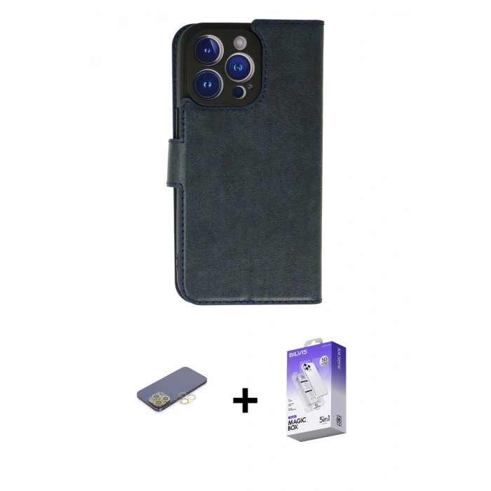 MARSİLYAN™- iPhone 13 Pro Max Kılıf Siluet Işık Serisi - Siyah Bilvis 5in1 3D Magic Cam Ekran Koruyucu + Renkli Kamera Lens Koruma Cam - SI
