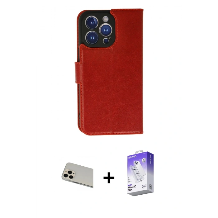 MARSİLYAN™- iPhone 13 Pro Max Kılıf Siluet Işık Serisi - Siyah Bilvis 5in1 3D Magic Cam Ekran Koruyucu + Rainbow Kamera Lens Koruma Cam - REGD