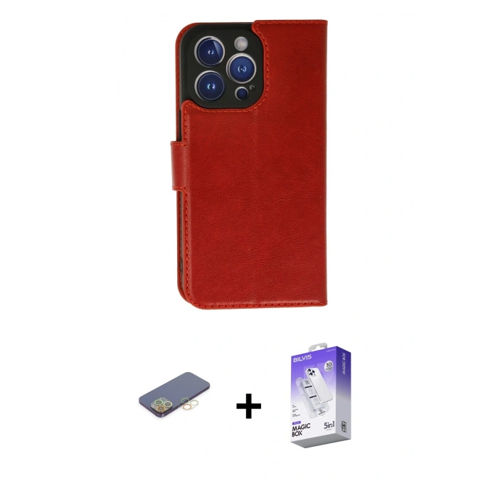 MARSİLYAN™- iPhone 13 Pro Max Kılıf Siluet Işık Serisi - Siyah Bilvis 5in1 3D Magic Cam Ekran Koruyucu + Renkli Kamera Lens Koruma Cam - SI
