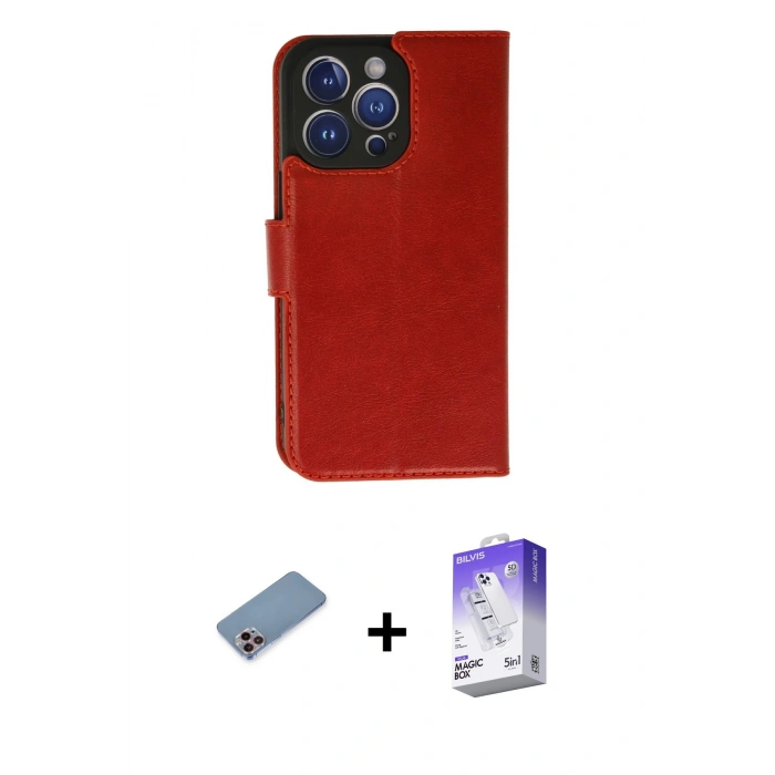 MARSİLYAN™- iPhone 13 Pro Max Kılıf Siluet Işık Serisi - Siyah Bilvis 5in1 3D Magic Cam Ekran Koruyucu + Shine Kamera Lens Koruma Cam - PE