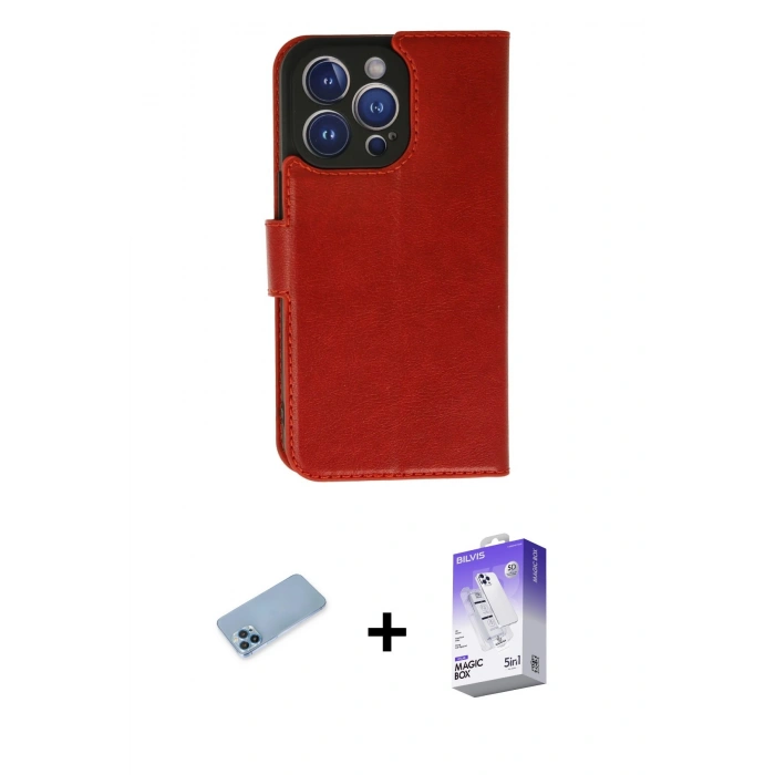 MARSİLYAN™- iPhone 13 Pro Max Kılıf Siluet Işık Serisi - Siyah Bilvis 5in1 3D Magic Cam Ekran Koruyucu + Shine Kamera Lens Koruma Cam - MI