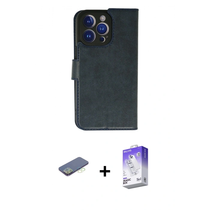 MARSİLYAN™- iPhone 13 Pro Max Kılıf Siluet Işık Serisi - Siyah Bilvis 5in1 3D Magic Cam Ekran Koruyucu + Yeşil Renkli Kamera Lens Koruma Cam