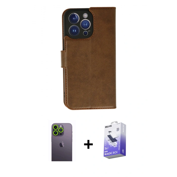 MARSİLYAN™- iPhone 13 Pro Max Kılıf Siluet Işık Serisi - Siyah Bilvis 5in1 5D Magic Hayalet Cam Ekran Koruyucu + Yeşil Neon Fosforlu Kamera Lens