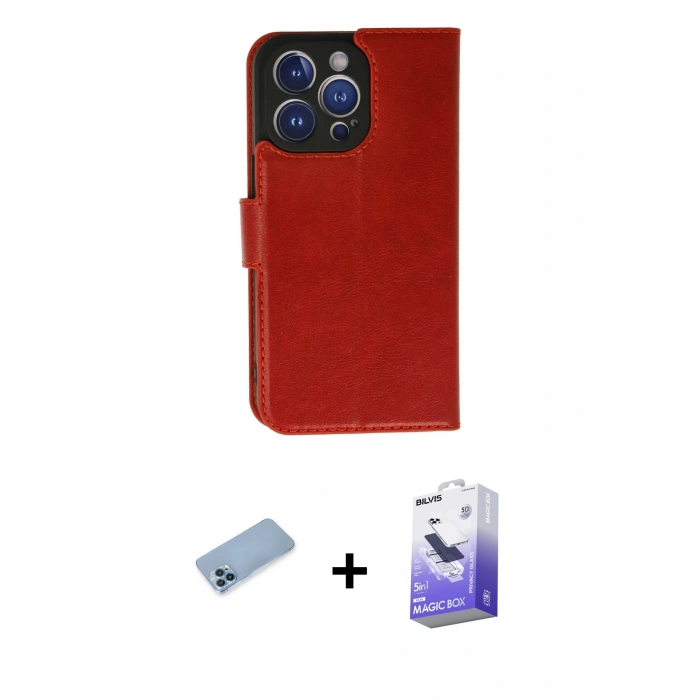 MARSİLYAN™- iPhone 13 Pro Max Kılıf Siluet Işık Serisi - Siyah Bilvis 5in1 5D Magic Hayalet Cam Ekran Koruyucu + Shine Kamera Lens Koruma Cam - MI