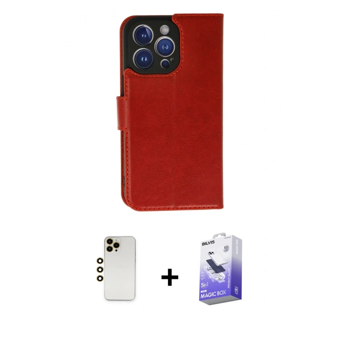 MARSİLYAN™- iPhone 13 Pro Max Kılıf Siluet Işık Serisi - Siyah Bilvis 5in1 5D Magic Hayalet Cam Ekran Koruyucu + Shine Kamera Lens - GD