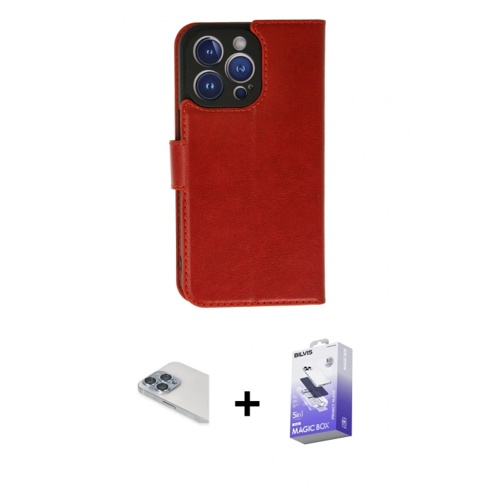 MARSİLYAN™- iPhone 13 Pro Max Kılıf Siluet Işık Serisi - Siyah Bilvis 5in1 5D Magic Hayalet Cam Ekran Koruyucu + Pers Alüminyum Kamera Lens - SABE