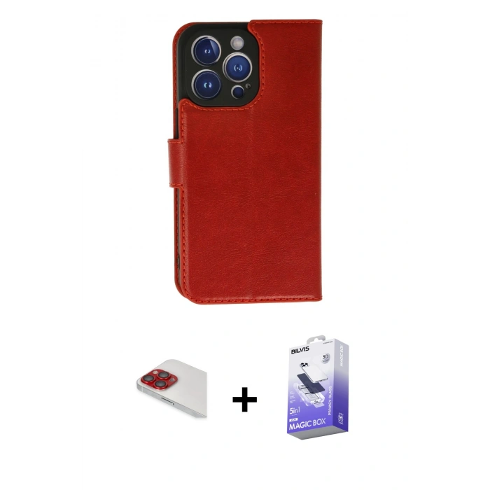 MARSİLYAN™- iPhone 13 Pro Max Kılıf Siluet Işık Serisi - Siyah Bilvis 5in1 5D Magic Hayalet Cam Ekran Koruyucu + Pers Alüminyum Kamera Lens - KI