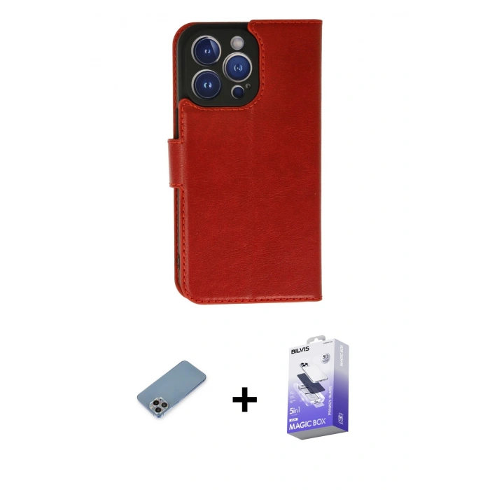 MARSİLYAN™- iPhone 13 Pro Max Kılıf Siluet Işık Serisi - Siyah Bilvis 5in1 5D Magic Hayalet Cam Ekran Koruyucu + Gökkuşağı Shine Kamera Lens Koruma Cam
