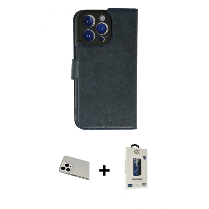 MARSİLYAN™- iPhone 13 Pro Max Kılıf Siluet Işık Serisi - Siyah Bilvis Hayalet Cam Ekran Koruyucu + Rainbow Kamera Lens Koruma Cam - BZ