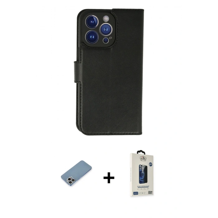MARSİLYAN™- iPhone 13 Pro Max Kılıf Siluet Işık Serisi - Siyah Bilvis Hayalet Cam Ekran Koruyucu + Shine Kamera Lens Koruma Cam - GI