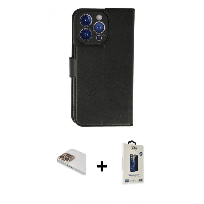 MARSİLYAN™- iPhone 13 Pro Max Kılıf Siluet Işık Serisi - Siyah Bilvis Hayalet Cam Ekran Koruyucu + Pers Alüminyum Kamera Lens - GD