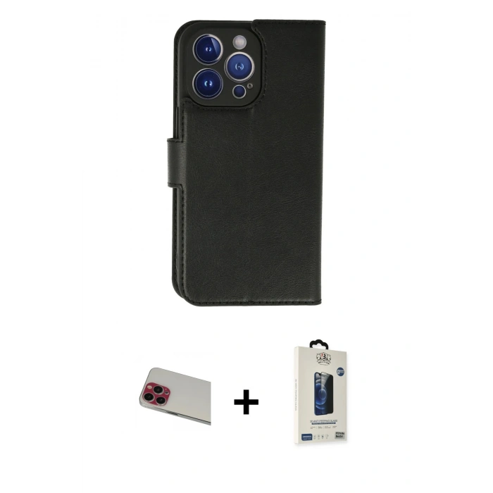MARSİLYAN™- iPhone 13 Pro Max Kılıf Siluet Işık Serisi - Siyah Bilvis Hayalet Cam Ekran Koruyucu + Rainbow Kamera Lens Koruma Cam - KI