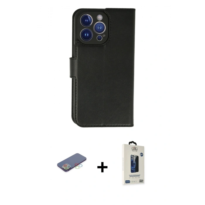 MARSİLYAN™- iPhone 13 Pro Max Kılıf Siluet Işık Serisi - Siyah Bilvis Hayalet Cam Ekran Koruyucu + Renkli Kamera Lens Koruma Cam - MI