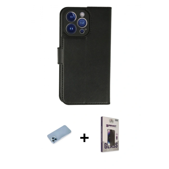 MARSİLYAN™- iPhone 13 Pro Max Kılıf Siluet Işık Serisi - Siyah Bilvis Hayalet Cam Ekran Koruyucu + Shine Kamera Lens Koruma Cam - MI