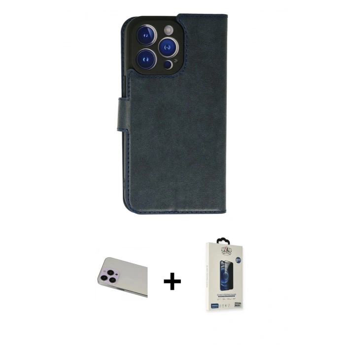 MARSİLYAN™- iPhone 13 Pro Max Kılıf Siluet Işık Serisi - Siyah Bilvis Hayalet Cam Ekran Koruyucu + Rainbow Kamera Lens Koruma Cam - MR
