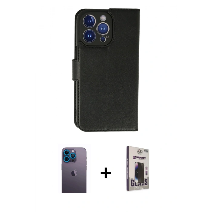 MARSİLYAN™- iPhone 13 Pro Max Kılıf Siluet Işık Serisi - Siyah Bilvis Hayalet Cam Ekran Koruyucu + Neon Fosforlu Kamera Lens - MI