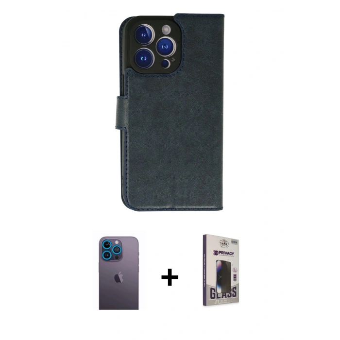 MARSİLYAN™- iPhone 13 Pro Max Kılıf Siluet Işık Serisi - Siyah Bilvis Hayalet Cam Ekran Koruyucu + Neon Fosforlu Kamera Lens - MI
