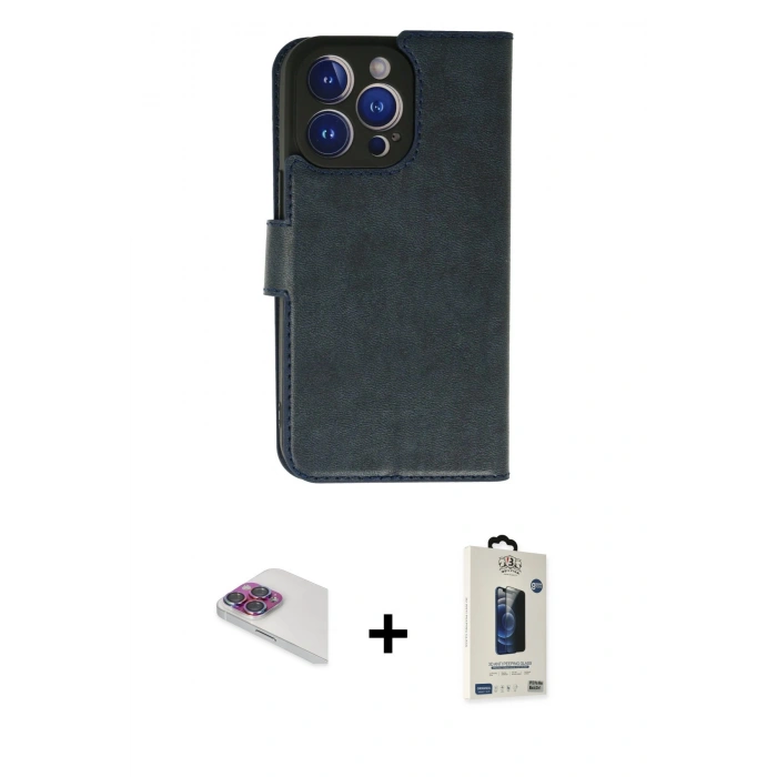 MARSİLYAN™- iPhone 13 Pro Max Kılıf Siluet Işık Serisi - Siyah Bilvis Hayalet Cam Ekran Koruyucu + Pers Alüminyum Kamera Lens - GI