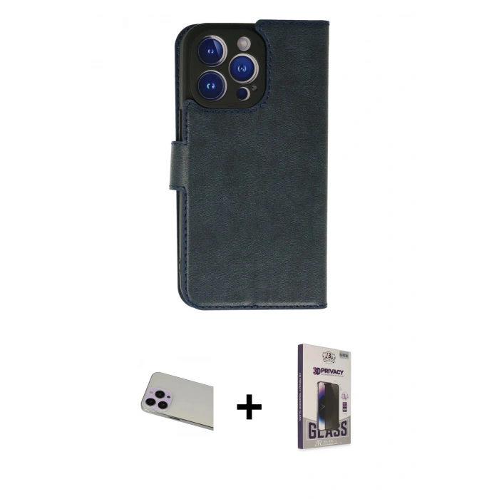 MARSİLYAN™- iPhone 13 Pro Max Kılıf Siluet Işık Serisi - Siyah Bilvis Hayalet Cam Ekran Koruyucu + Rainbow Kamera Lens Koruma Cam - MR