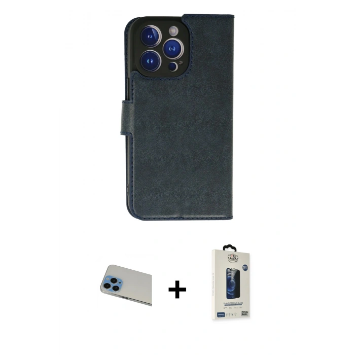 MARSİLYAN™- iPhone 13 Pro Max Kılıf Siluet Işık Serisi - Siyah Bilvis Hayalet Cam Ekran Koruyucu + Rainbow Kamera Lens Koruma Cam - MI