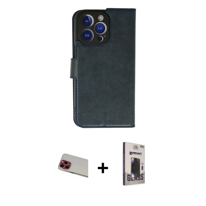 MARSİLYAN™- iPhone 13 Pro Max Kılıf Siluet Işık Serisi - Siyah Bilvis Hayalet Cam Ekran Koruyucu + Rainbow Kamera Lens Koruma Cam - KI