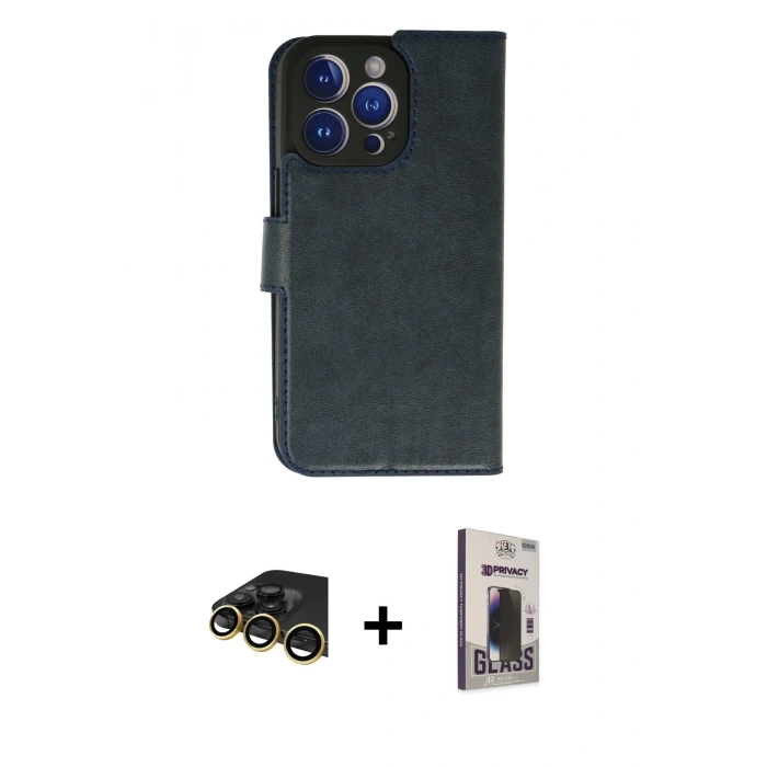 MARSİLYAN™- iPhone 13 Pro Max Kılıf Siluet Işık Serisi - Siyah Bilvis Hayalet Cam Ekran Koruyucu + Raze Metal Kamera Lens - GD