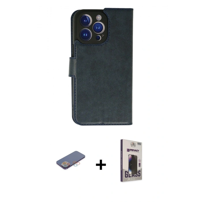 MARSİLYAN™- iPhone 13 Pro Max Kılıf Siluet Işık Serisi - Siyah Bilvis Hayalet Cam Ekran Koruyucu + Renkli Kamera Lens Koruma Cam - PE