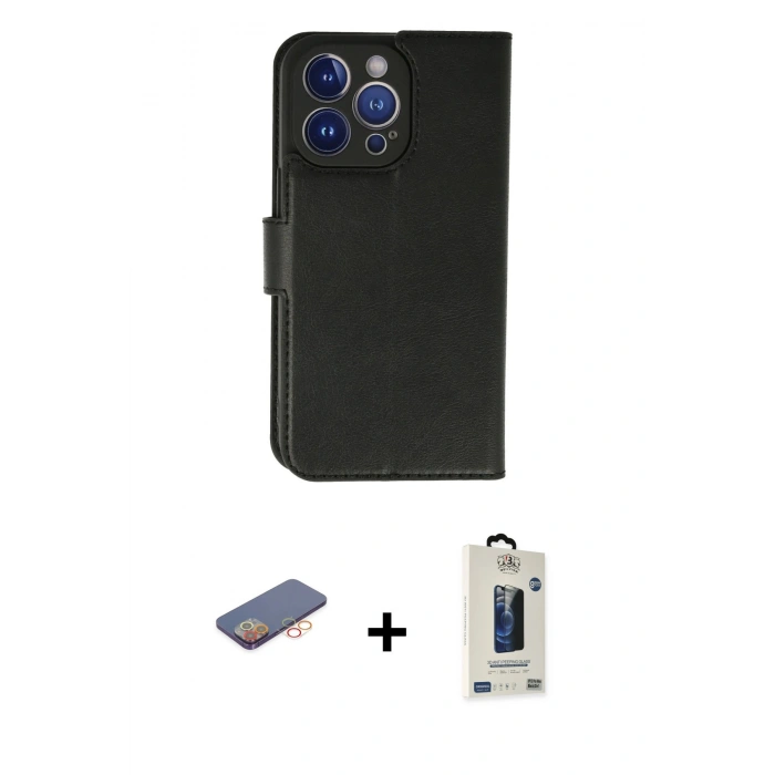 MARSİLYAN™- iPhone 13 Pro Max Kılıf Siluet Işık Serisi - Siyah Bilvis Hayalet Cam Ekran Koruyucu + Renkli Kamera Lens Koruma Cam - TU