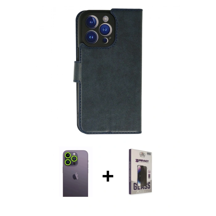 MARSİLYAN™- iPhone 13 Pro Max Kılıf Siluet Işık Serisi - Siyah Bilvis Hayalet Cam Ekran Koruyucu + Neon Fosforlu Kamera Lens - YL