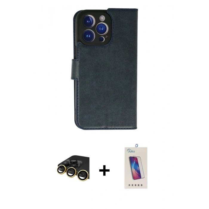 MARSİLYAN™- iPhone 13 Pro Max Kılıf Siluet Işık Serisi - Siyah Joko 5D Cam + Raze Metal Kamera Lens - GD