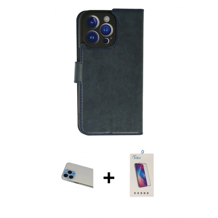 MARSİLYAN™- iPhone 13 Pro Max Kılıf Siluet Işık Serisi - Siyah Joko 5D Cam + Rainbow Kamera Lens Koruma Cam - MI