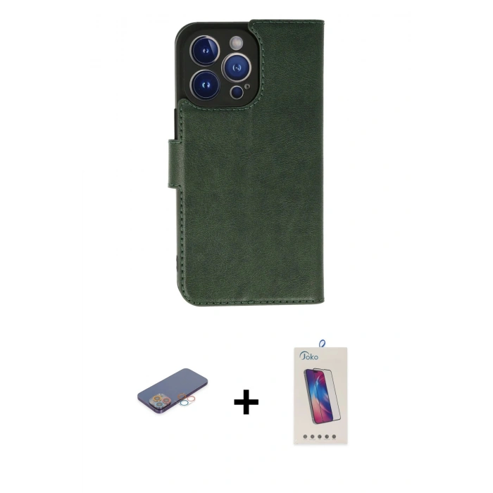 MARSİLYAN™- iPhone 13 Pro Max Kılıf Siluet Işık Serisi - Siyah Joko 5D Cam + Renkli Kamera Lens Koruma Cam - PE