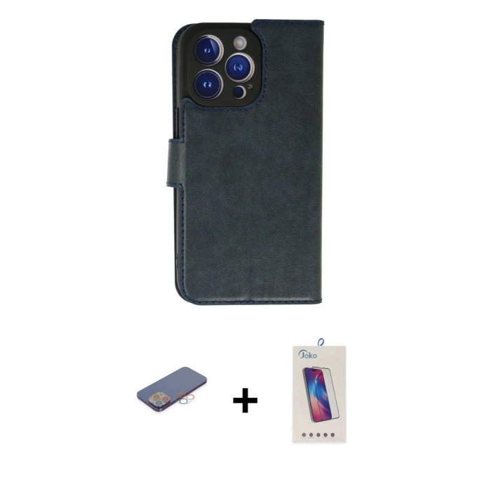 MARSİLYAN™- iPhone 13 Pro Max Kılıf Siluet Işık Serisi - Siyah Joko 5D Cam + Renkli Kamera Lens Koruma Cam - PE