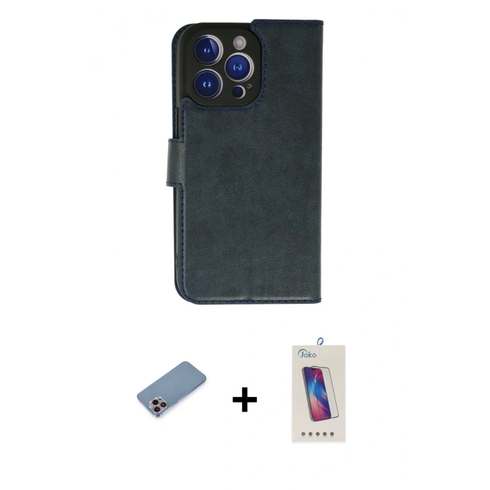 MARSİLYAN™- iPhone 13 Pro Max Kılıf Siluet Işık Serisi - Siyah Joko 5D Cam + Shine Kamera Lens Koruma Cam - PE