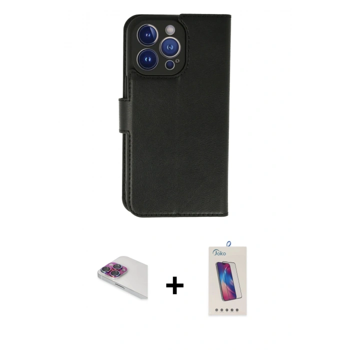 MARSİLYAN™- iPhone 13 Pro Max Kılıf Siluet Işık Serisi - Siyah Joko 5D Cam + Pers Alüminyum Kamera Lens - GI