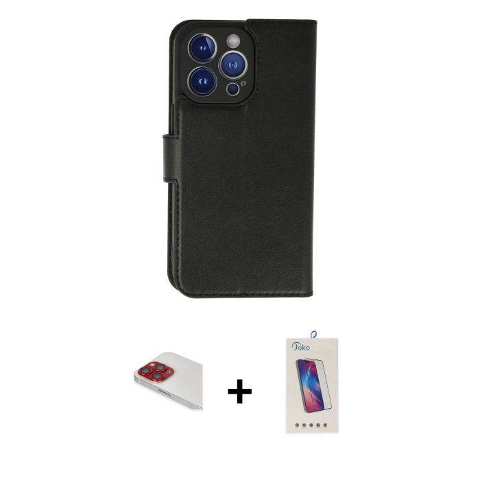 MARSİLYAN™- iPhone 13 Pro Max Kılıf Siluet Işık Serisi - Siyah Joko 5D Cam + Pers Alüminyum Kamera Lens - KI
